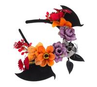 Veemoon Halloween Headband Mexican Flower Crown Skull Bat Wings Day Of The Dead Headdress For Costume Parties And Masquerade