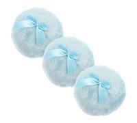Veemoon Houppettes à Poudre Duveteuses pour Bébé 3 Pièces, Diamètre Moyen, Coton 100% Naturel, Ravissantes Nœud, Applicateur Confortable pour Soins Corporels et Usage Après Bain