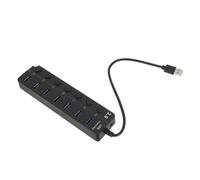 Veemoon Hub et Port d'alimentation de Secours USB à 7 Ports en Abs Noir Indicateur LED pour Extension Rapide et Fiable des Connexions USB