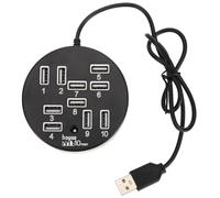 Veemoon Hub USB 2.0 à 10 Ports Noir en Abs, Alimentation Persistante, Plug and Play, Rallonge de Port USB Supplémentaire pour Ordinateur Portable et Lecteur de Carte