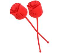 Veemoon Infuseur à Thé Passoire à Thé pour Fleurs 2 Pièces en Silicone Forme de Rose Rouge pour Restaurants et Bureaux