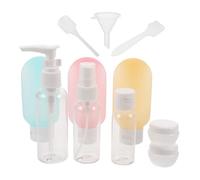 Veemoon Kit de 11 Flacons de Voyage Rechargeables et Étanches, Bouteilles en Plastique Transparentes pour Lotions, Shampoing et Soins Peau, Format Compact pour Avion, Camping et Vacances
