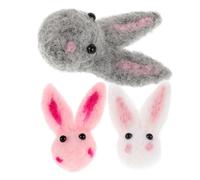 Veemoon Kit De 6 Accessoires En Feutre De Laine De Lapin Pour Feutrage Petits Lapins Peluche Tissu Dessin Animé Figurines De Lapin 3D Gris Feutré Animal 3D Bricolage