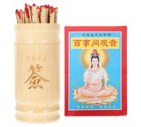 Veemoon Kit de Bâtons de Fortune Bouddhistes en Bambou Blanc avec Livre, 100 Bâtons de Divination Chinois pour Jeux de Famille, Accessoires de Divination Asiatique Traditionnels, Temple