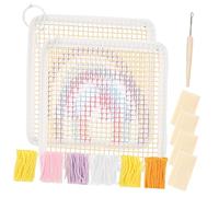 Veemoon Kit de Broderie Sous-verres DIY pour Loisirs Créatifs, Polyester, Couleur Blanc Arc-en-ciel, Accessoires Punch Needle, Kit Artisanal pour Décoration de Tasses, Présent Création