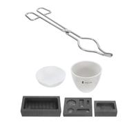 Veemoon Kit de Creuset de Table, Ensemble de Creusets Fusion de L'or, 1 Set, Graphite, Acier Inoxydable, Fer et Quartz, Pinces Résistantes la Chaleur, pour Petits Ateliers et Moules