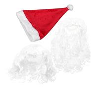 Veemoon Kit Déguisement Père Noël Comprenant Perruque Barbe et Bonnet Ajustables pour Cosplay et Fêtes de Noël