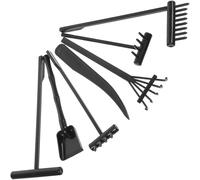 Veemoon Kit d'Outils de Jardin Zen 7 Pièces 6 Mini Râteaux Noirs 1 Grand Râteau Noir de 120 CM pour Bac à Sable Accessoires pour Table à Sable Outil de Contemplation pour Décoration Zen