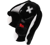 Veemoon Lapin en Peluche Gothique Noir 23 Cm, Animal de Dessin Animé Doux en Coton PP, Peluche Halloween Compacte pour Décoration Intérieure et Présent Amusant