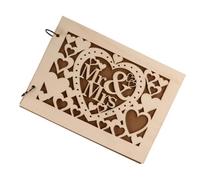 Veemoon Livre d'Or pour Mariage en Bois Sculpté Ajouré 20 Pages Cœur Carnet de Signature Créatif pour Invités Style Romantique Accessoire Essentiel pour Fête Nuptiale