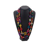 Veemoon Long Perles de Bois et Pendentif Coque de Noix de Accessoire Féminin Élégant pour Toutes Occasions Couleur Aléatoire