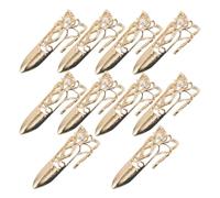 Veemoon Lot de 10 Bagues Griffes Métalliques Dorées Réglables pour Bouts des Doigts, Protections D’ongles pour Cosplay Reine Antique, Nail Art et Costumes de Danse, Accessoires