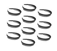 Veemoon Lot De 10 Bandeaux Antidérapants à Dents Larges Pour Cheveux Noirs, Accessoire Cheveux Unisexe Sport Et Quotidien, Maintien Sans Glisser