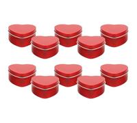 Veemoon Lot de 10 Boîtes Vides en Fer-Blanc Forme de Cœur Rouge Couvercle Plat Boîte Présent Décorative pour Bonbons et Chocolats pour Saint-Valentin et Fêtes Coffret Gourmand