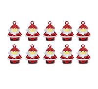 Veemoon Lot de 10 Clochettes Suspendues de Noël Père Noël Rouges 22X18Mm Ornement Miniature Solide pour Décoration Intérieur et Extérieure Multifonction Décorations Miniatures Fête