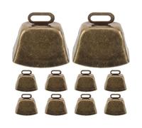 Veemoon Lot de 10 Mini Cloches à Vache en Métal Vintage Bronze Verdigris, Clochettes Bruyantes Bords Arrondis pour Loisirs Créatifs, Décorations de Fêtes et Carillons Éoliens D’intérieur
