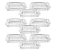 Veemoon Lot de 10 Moules Multifonctions en Aluminium Épais 2350 Ml, Boîtes Rectangulaires sans Couvercle pour Barbecue, Cuisson au Four et Camping, pour Poisson, Crevettes et Plats Variés