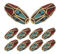 Veemoon Lot de 10 perles d'espacement tibétaines : perles de fabrication de bijoux du Népal, breloques bouddhistes, style ancien vintage, fournitures d'artisanat pour bracelets, colliers,