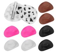 Veemoon Lot de 10 Pinces à Cheveux Mini Chapeaux de Cowboy 5 Couleurs Variées pour Filles Accessoires Coiffure Cowgirl Fêtes et Événements Thème Far West