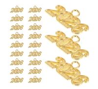 Veemoon Lot de 100 Pendentifs 2026 Dorés Petits Breloques à Pompons Métalliques pour Création de Bijoux Accessoires pour Chapeaux de Remise de Diplôme Colliers Bracelets et Loisirs