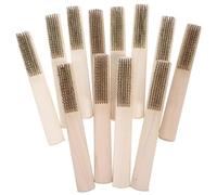 Veemoon Lot de 12 Brosses Métalliques à Poils en Acier Cuivré, Manche en Bois Ergonomique, 6 Rangées X 16 Colonnes, Brosse Antirouille pour Nettoyage Grill, Bijoux et Polissage Industriel
