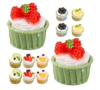 Veemoon Lot de 12 Faux Gâteaux Plus Vrais Que Nature, Modèles de Gâteaux en Résine Légère, Décoration Réaliste pour Maison de Poupée, Accessoires DIY pour Vitrines et Style Aléatoire