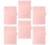 Veemoon Lot de 12 Intercalaires Perforés en Polypropylène Rose pour Classeur et Cahier A5, 6 Onglets Amovibles par Set, Accessoires Pratiques pour Organisation Scolaire et Bureau