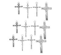 Veemoon Lot de 12 Pendentifs Croix Miniature en Alliage Finition Résistante à la Décoloration Breloques Crucifix du Christ Artisanales Accessoires Religieux pour Création de Bijoux