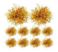 Veemoon Lot de 12 Pompons de Cheerleading Dorés Fil Fin, Légers et Brillants, Accessoires pour Danse Sportive et Encouragements, Bracelets Élastiques Confortables pour Garçon et Filles,