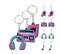 Veemoon Lot de 12 Set de Porte-clés Musicaux en Pvc, Thème Notes de Musique, 4 Modèles Différents, Présents pour Fête D'anniversaire et Soirée Dansante, Accessoires Décoratifs