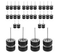 Veemoon Lot de 16 Paires Pneus en Caoutchouc et Jantes Alliage 1/64 4x5 Branches 4x6 Branches 4X Fourchettes Accessoires Voiture Miniature pour Jouets Garçon et Filles et Collection