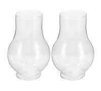 Veemoon Lot de 2 Abat-Jour Transparents en Verre pour Lampe à Pétrole Diamètre 10X15 CM Cheminée Résistante à Haute Température Couvercle pour Lampe à Huile Adapté Usage Camping et