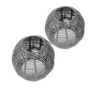 Veemoon Lot de 2 Abat-Jours Bohèmes Tissés à la Main en Corde Imitation Chanvre Petit Format Rond Gris Abat-Jour Suspendu Rustique pour Plafonnier Salle à Manger Salon Restaurant