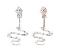 Veemoon Lot de 2 Anneaux de Nombril en Acier Inoxydable 2645 Serpent Cobra Piercing Nombril Motif Serpent Acier Chirurgical Couleurs Argenté et Rose Gold Bijoux de Corps pour Femmes