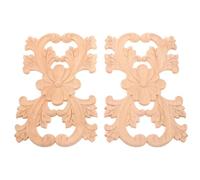 Veemoon Lot de 2 Appliques Murales en Bois Sculpté Non Peint 23 X 15 CM Incrustations Décoratives pour Meubles Portes et Murs Style Européen Floral Décoration Intérieure DIY