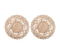 Veemoon Lot de 2 Appliques Rondes en Bois Sculpté 15X15 CM Autocollantes pour Meubles Décoratives Personnalisables pour Murs Portes et Placards