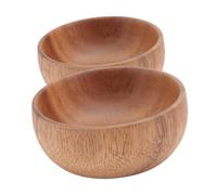 Veemoon Lot de 2 Assiettes Rondes en Bois d'Acacia 8X35 CM Saladier Cuisine et Service Coupe à Fruits Multifonctionnelle Petits Bols pour Usage Domestique et Hôtelier