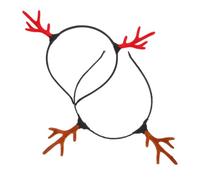 Veemoon Lot de 2 Bandeaux de Fête Bois de Cerf en Velours Couleurs Rouge et Marron Accessoires pour Coiffures de Fête de Noël Bandeaux Légers et Confortables pour Garçon et Filles et