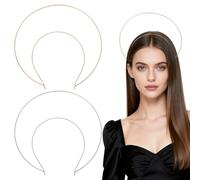 Veemoon Lot de 2 Bandeaux en Alliage Double Couronne, Accessoires Cheveux Mariage Doré et Argenté, Diadèmes Élégants pour Fêtes, Séances Photo et Coiffures Féminines