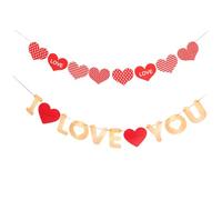 Veemoon Lot De 2 Bannières Décoratives Pour La Saint-Valentin Bannières De Bienvenue Pour Porte Décorations De Mariage Guirlandes « Joyeux Premier Anniversaire » Fanions En Forme De