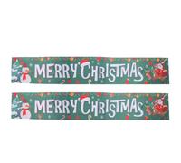 Veemoon Lot de 2 bannières « Joyeux Noël » pour décoration intérieure et | Il présente un fond vert festif imprimé avec l'inscription « Joyeux Noël » en blanc, le Père Noël et un bonhomme de