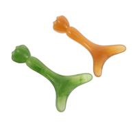 Veemoon Lot de 2 Bâtonnets de Massage Facial en Résine Forme Lotus Marron et Vert, Mini Rouleaux Yeux, Outil D’acupression Portable, Massage Visage Précis, Soins Beauté et Détente