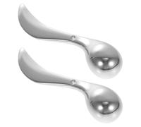 Veemoon Lot de 2 Bâtonnets de Massage Visage et Yeux en Alliage de Zinc Argenté, Cuillères pour Crème Contour des Yeux, Soin Peau et Rides, Outil Compact pour Massage et Application
