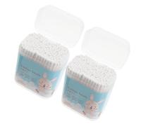 Veemoon Lot de 2 Boîtes de Coton-tiges pour Bébé Têtes Rondes Spirale, en Coton Doux et Papier, 400 Pièces pour Nettoyer Délicatement Oreilles et Nez