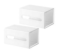 Veemoon Lot de 2 Boîtes de Rangement Mural à Tiroir Blanches pour Salle de Bain, Organisateurs pour Cosmétiques et Petits Accessoires, Bacs de Rangement Autocollants Pratiques et Faciles