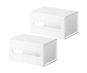 Veemoon Lot de 2 Boîtes de Rangement Mural à Tiroir Blanches pour Salle de Bain, Organisateurs pour Cosmétiques et Petits Accessoires, Bacs de Rangement Autocollants Pratiques et Faciles