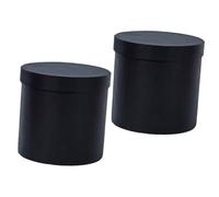 Veemoon Lot de 2 Boîtes Rondes en Carton Noir pour Emballage Floral Boîte en Papier d'Emballage Coffret Présent pour Bouquets pour Mariage Anniversaire et Décoration Festive