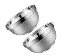 Veemoon Lot de 2 Bols à Double Couche en Acier Inoxydable 304 Bol Isotherme Anti-brûlure 13 Cm et Nouilles Instantanées Cuisine et Rangement Alimentaire