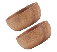 Veemoon Lot de 2 Bols en Bois d'Acacia 8X35 CM Saladier Rond Multifonction pour Soupe et Salade Récipient à Fruits Naturel Cuisine Domestique et Hôtelière