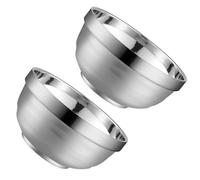 Veemoon Lot de 2 Bols Isothermes en Acier Inoxydable 304, Double Paroi Isolante Anti-brûlure, Grand Bol à Soupe et Nouilles Instantanées, Diamètre 12 Cm, Récipient Alimentaire Cuisine